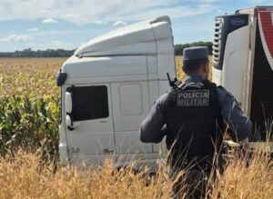 Caminhão invade lavoura de milho na MT-140, em Boa Esperança